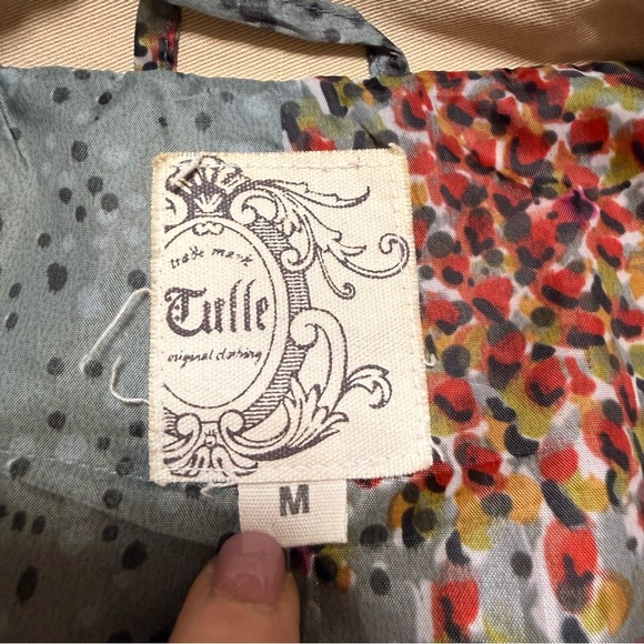 Anthropologie | Tulle | Women's Tan Trench Coat | Sz M - Picture 3 of 10